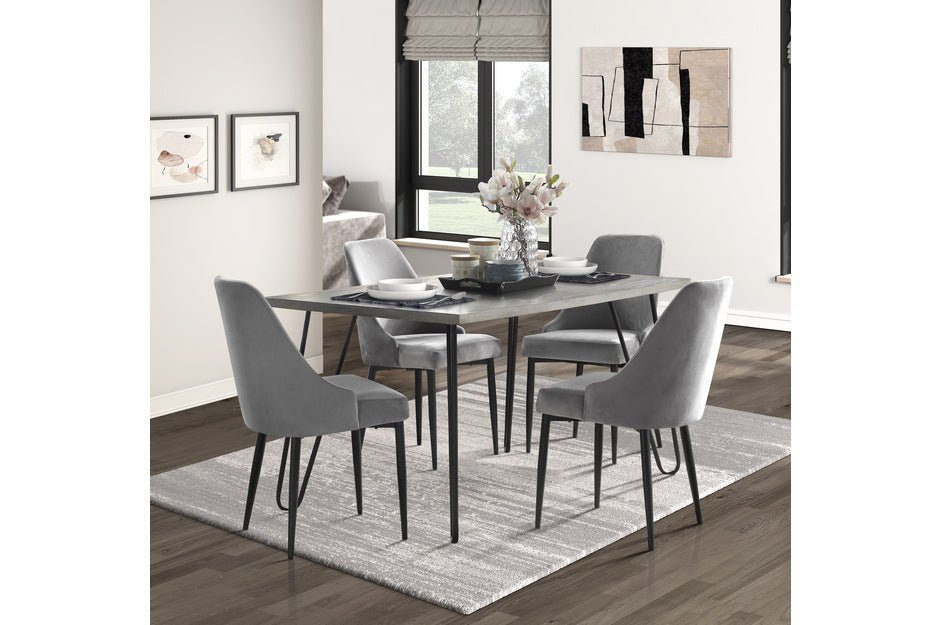 Grey Keene 5-Piece Dining Set - Modern Kitchen Table and Chairs for Small Spaces | Perfect for Breakfast Nook, Apartment Dining, and Cozy Family Meals