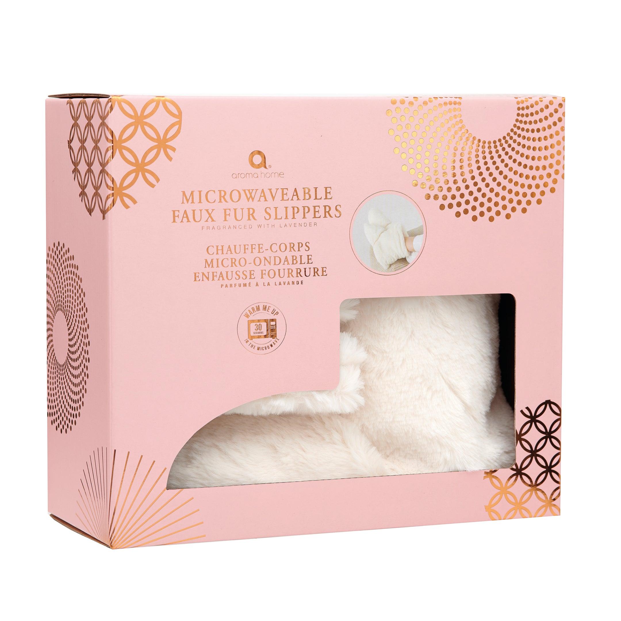 Luxury Cream Faux Fur Scented Heated Slipper Boots for Women - Cozy Winter Indoor/Outdoor House Shoes with Lavender Aroma - Perfect for Relaxation, Spa Days & Cold Weather Comfort