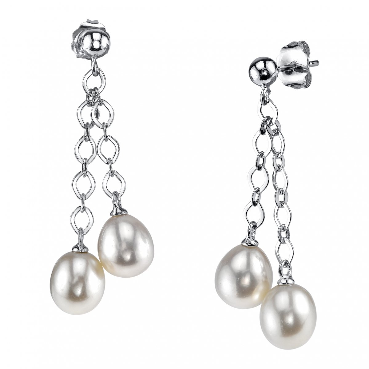 7-8mm Genuine White Freshwater Cultured Pearl Stud Earrings for Women | Elegant Cherry Design | Perfect for Weddings, Parties & Special Occasions