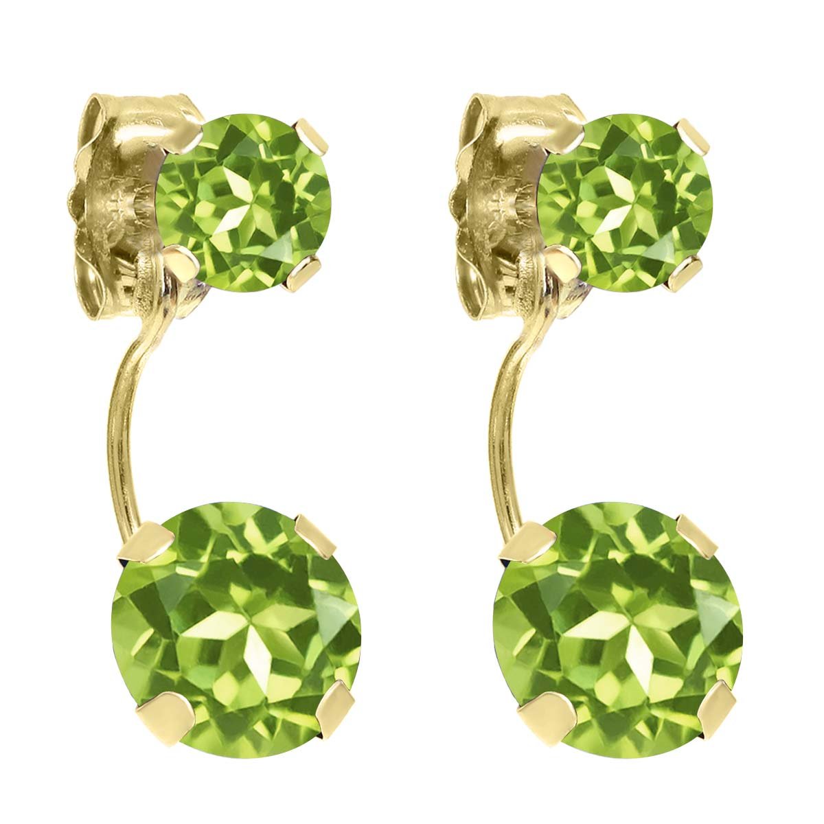 2.40 Ct Round Green Peridot 14K Yellow Gold Earrings for Women | Genuine Gemstone Jewelry | Perfect for Weddings, Parties & Special Occasions