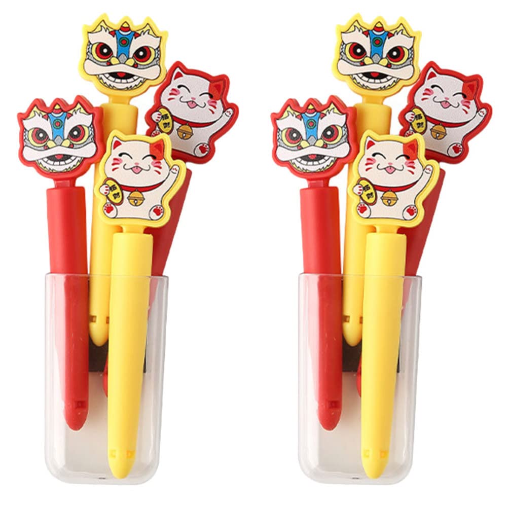 2 Sets Lucky Cat & Chinese Lion Pattern Magnetic Food Bag Sealing Clips - Strong Fridge Magnets for Snacks, Fruits, Chips | Kitchen Organization & Food Storage Solution
