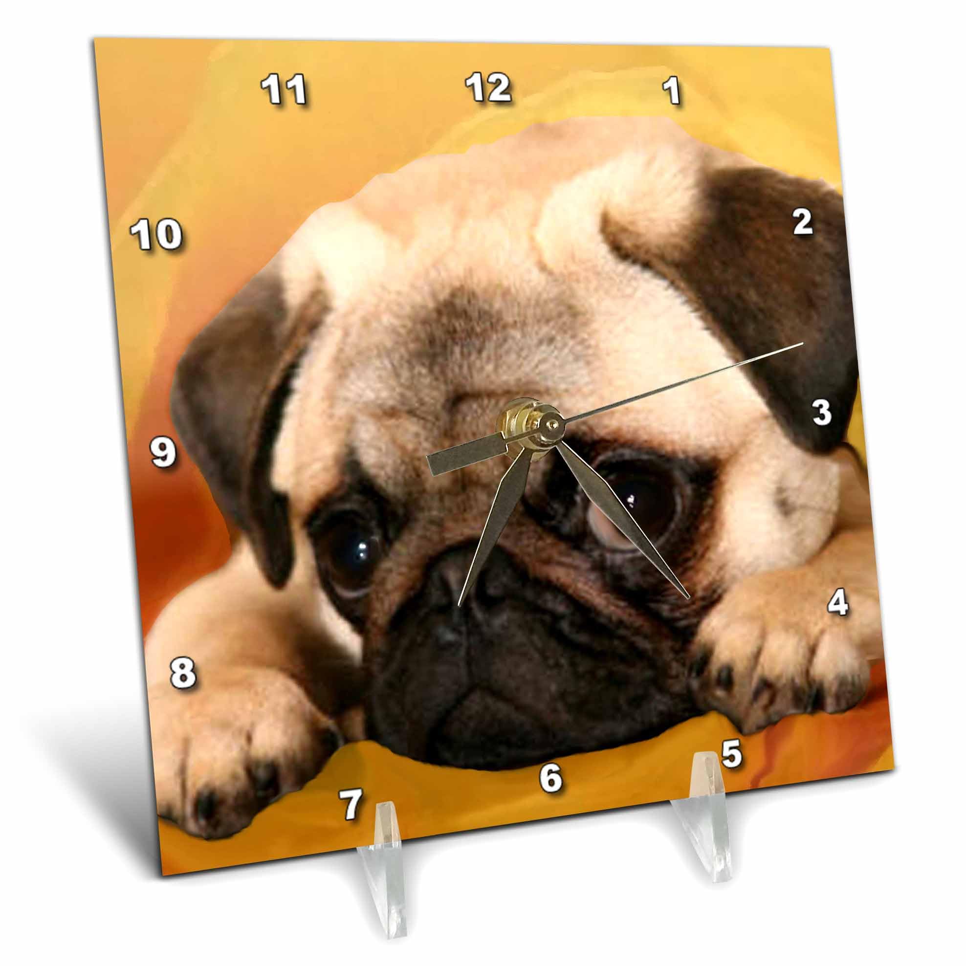 3D Rose Pug Dog Themed Desk Clock - 6x6 Inch Stylish Office Decor for Home & Office Use | Perfect Gift for Pet Lovers & Unique Home Accessories