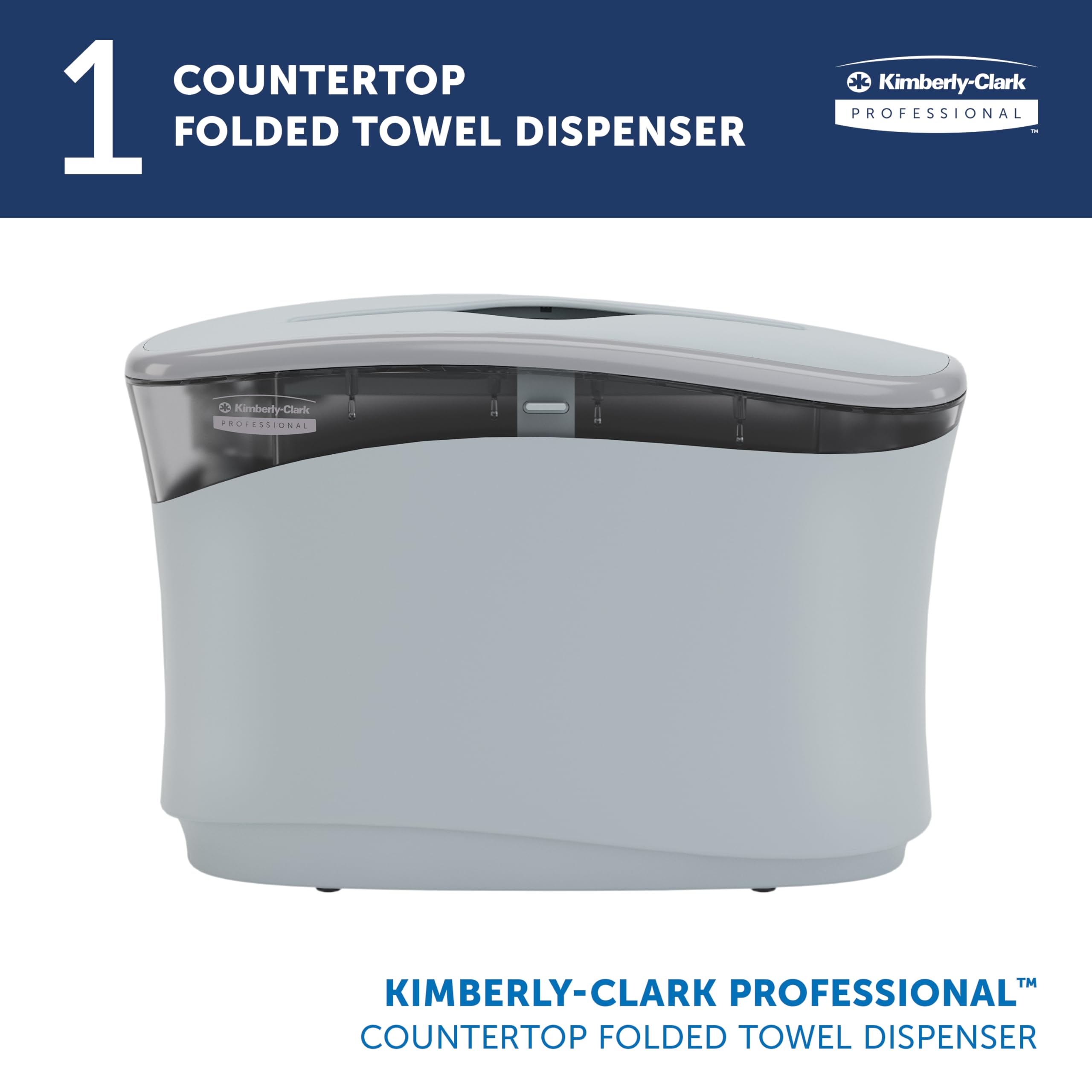 Kimberly-Clark Professional Folded Paper Towel Dispenser - Soft Grey Countertop Hand Towel Holder (13.3x9x5.2 inches) for Restaurants, Offices & Home Kitchens - Pack of 1 (Model 55760)