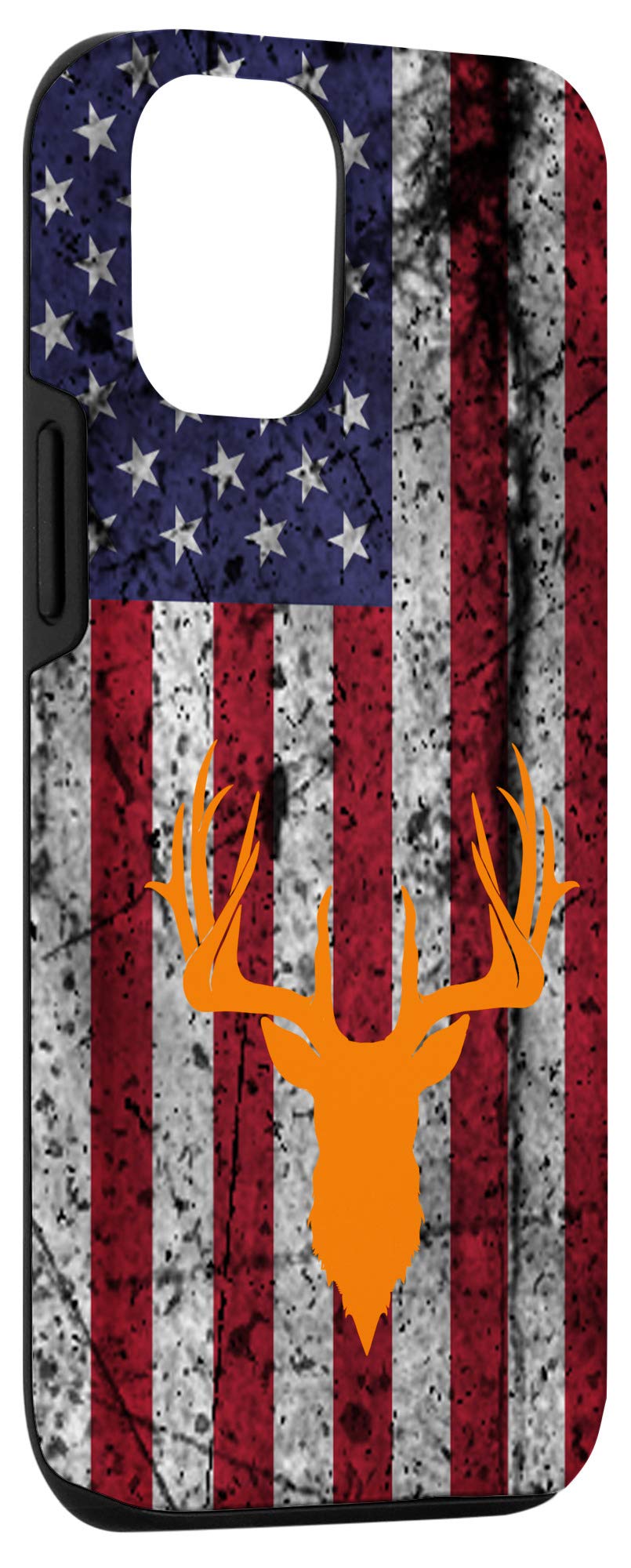 iPhone 12/12 Pro Case - Patriotic Deer Hunting Design with USA Flag in Orange, Red, White & Blue | Rugged Protective Cover for Outdoor Enthusiasts & Hunting Trips