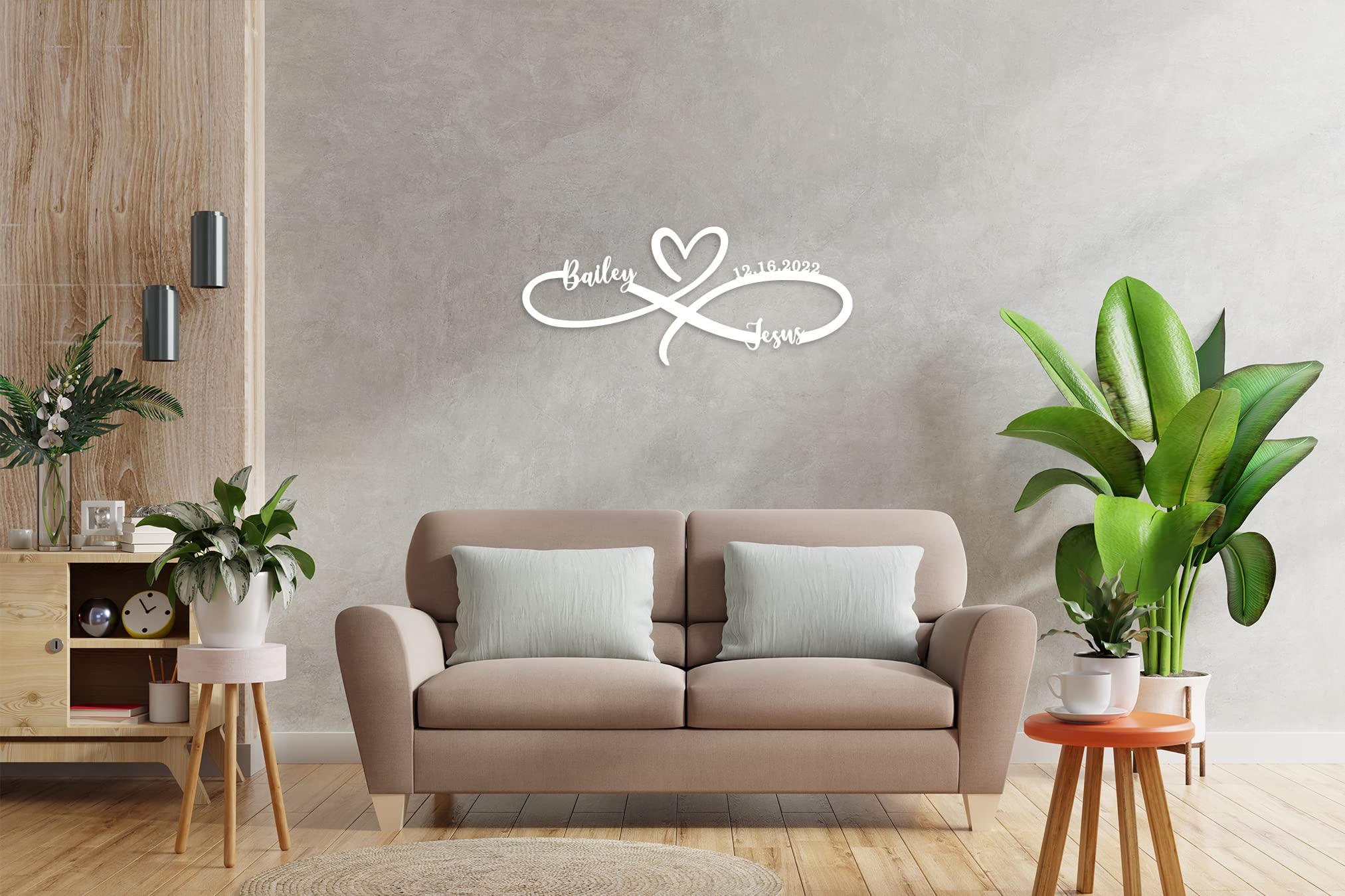 Custom Infinity Heart Metal Wall Art with Personalized Names - Unique Infinity Sign Wall Decor for Home, Bedroom, Wedding & Anniversary Gifts