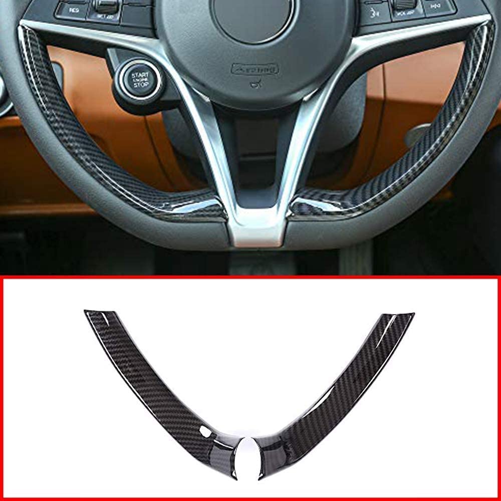Carbon Fiber Steering Wheel Cover for Alfa Romeo Stelvio & Giulia - Black Interior Trim Accessory for Enhanced Grip & Luxury Driving Experience