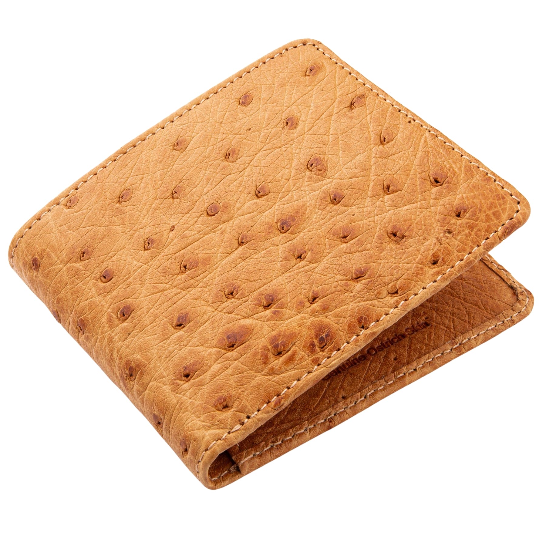 Genuine Ostrich Leather Bifold Wallet for Men - Tan Brown Luxury Slim Wallet - Perfect for Everyday Carry, Business & Travel