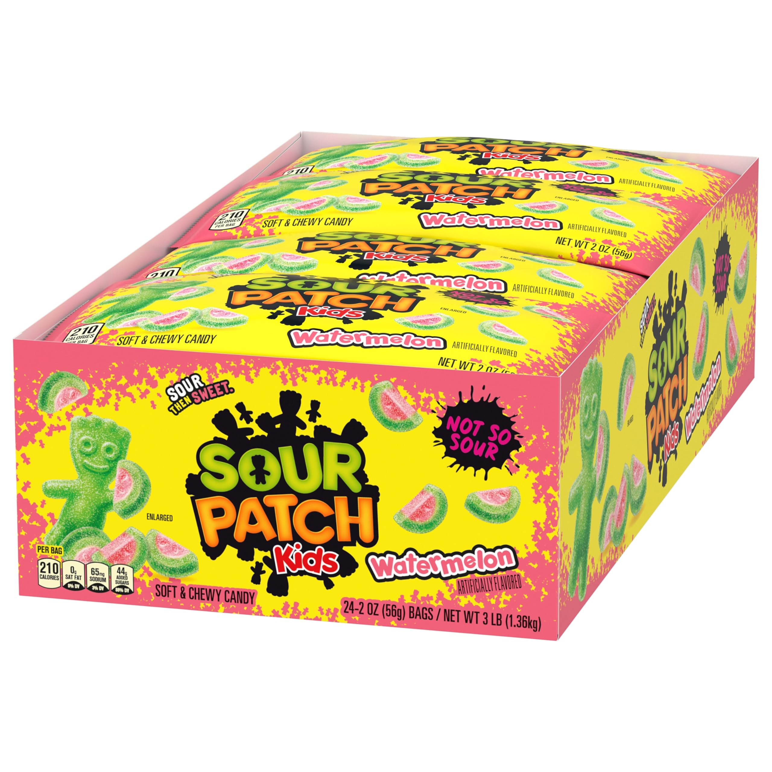 Sour Patch Kids Watermelon Soft & Chewy Candy - Bulk Pack of 24 (2 oz Bags) - Sweet & Tangy Treats for Parties, Movie Nights & Snacking