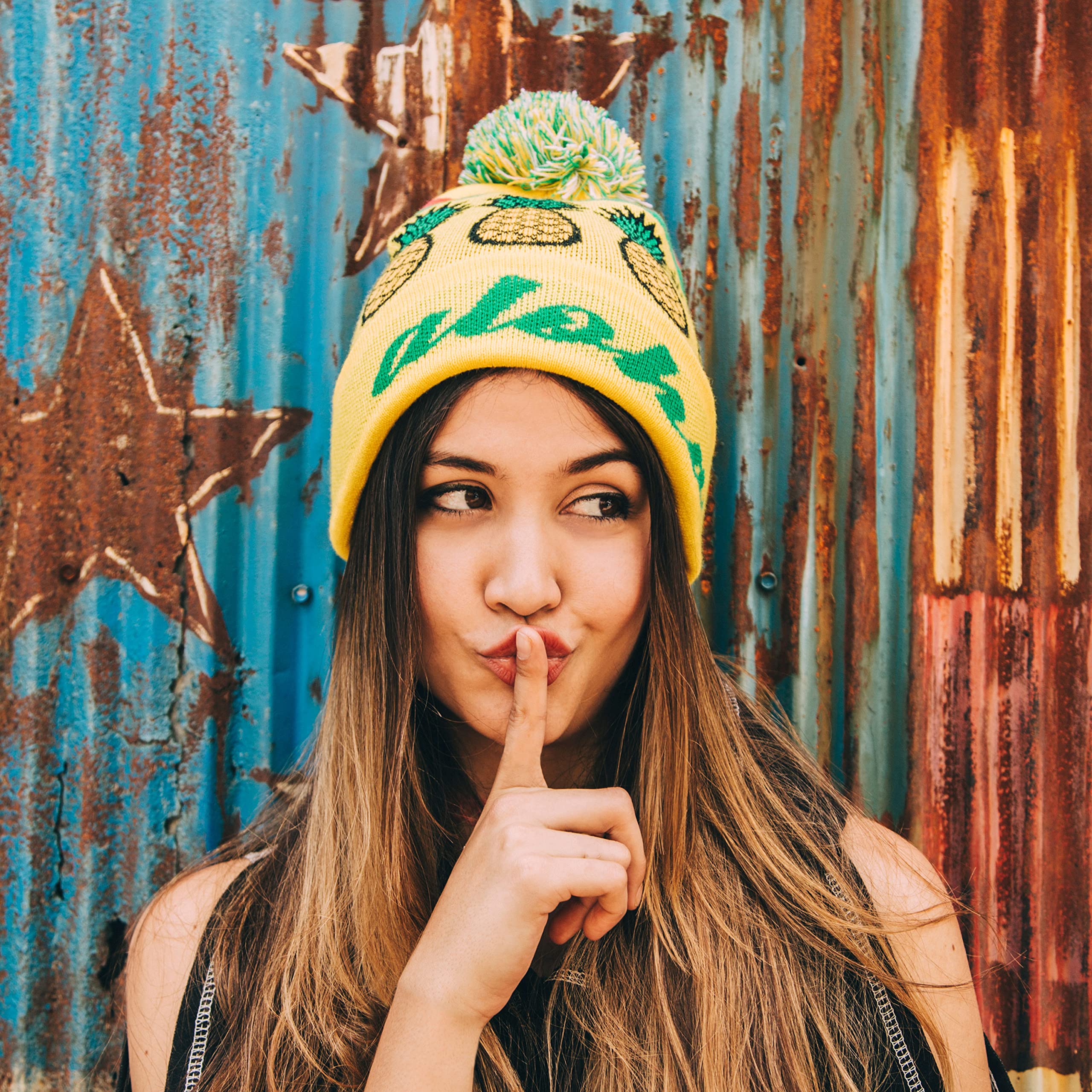 Skully Pom Pom Knit Beanie - Warm Winter Hat for Men & Women - Colorful Fun Design for Outdoor Activities & Casual Wear
