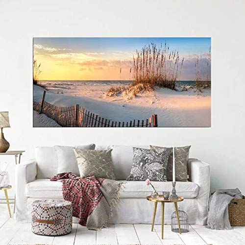 ZENDA Sand Dunes Wall Art - Beach Vacation Painting on Canvas - Coastal Decor for Living Room & Bedroom - Framed Ready to Hang - Perfect for Beach House, Office & Vacation Rental Decor