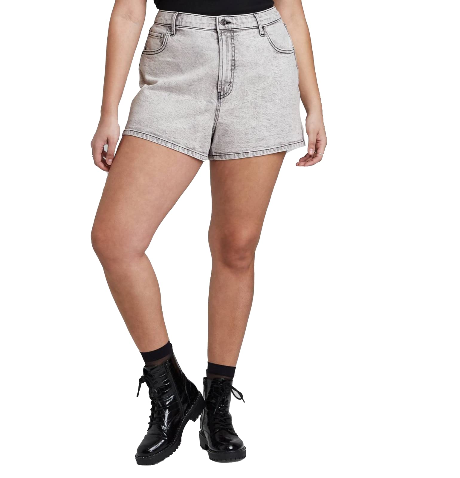Wild Fable Women's High-Rise Distressed Denim Mom Shorts - Black Acid Wash Vintage Style for Casual Outfits & Summer Fashion