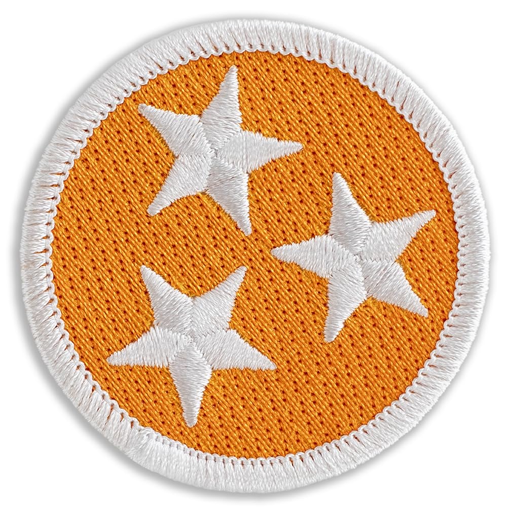 Orange Tennessee Tristar Embroidered Patch - 2 Inch Round Peel & Stick Iron-On Patch for Hats, Jackets, Bags | DIY Sewing, Uniforms, Costumes & Crafts
