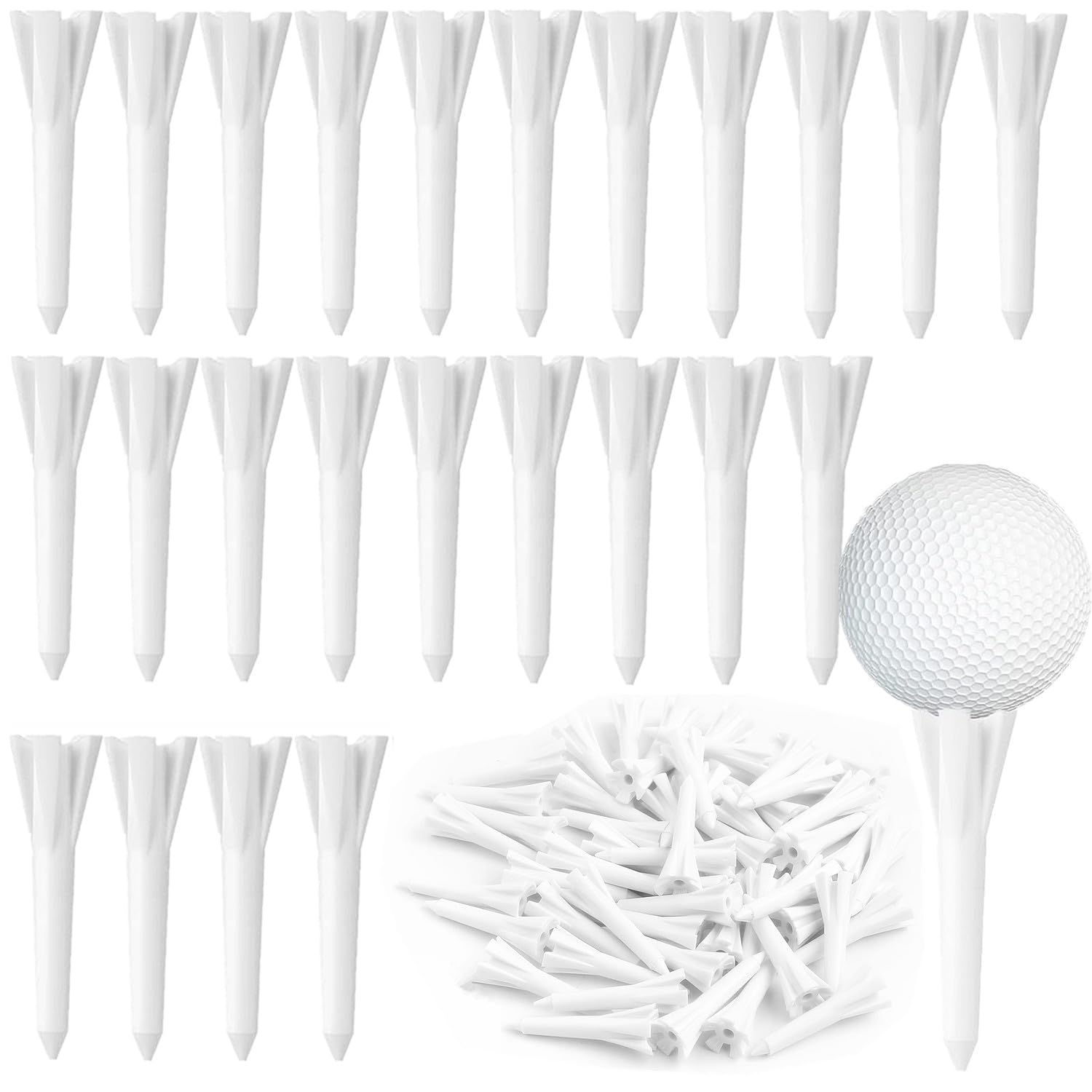 SAHENITEANA 50-Pack 1-1/2 Inch (38mm) Plastic Claw Golf Tees - Bulk Golf Practice Accessories for Iron, Par 3 & Hybrid Clubs | Perfect for Driving Range, Golf Course & Backyard Practice