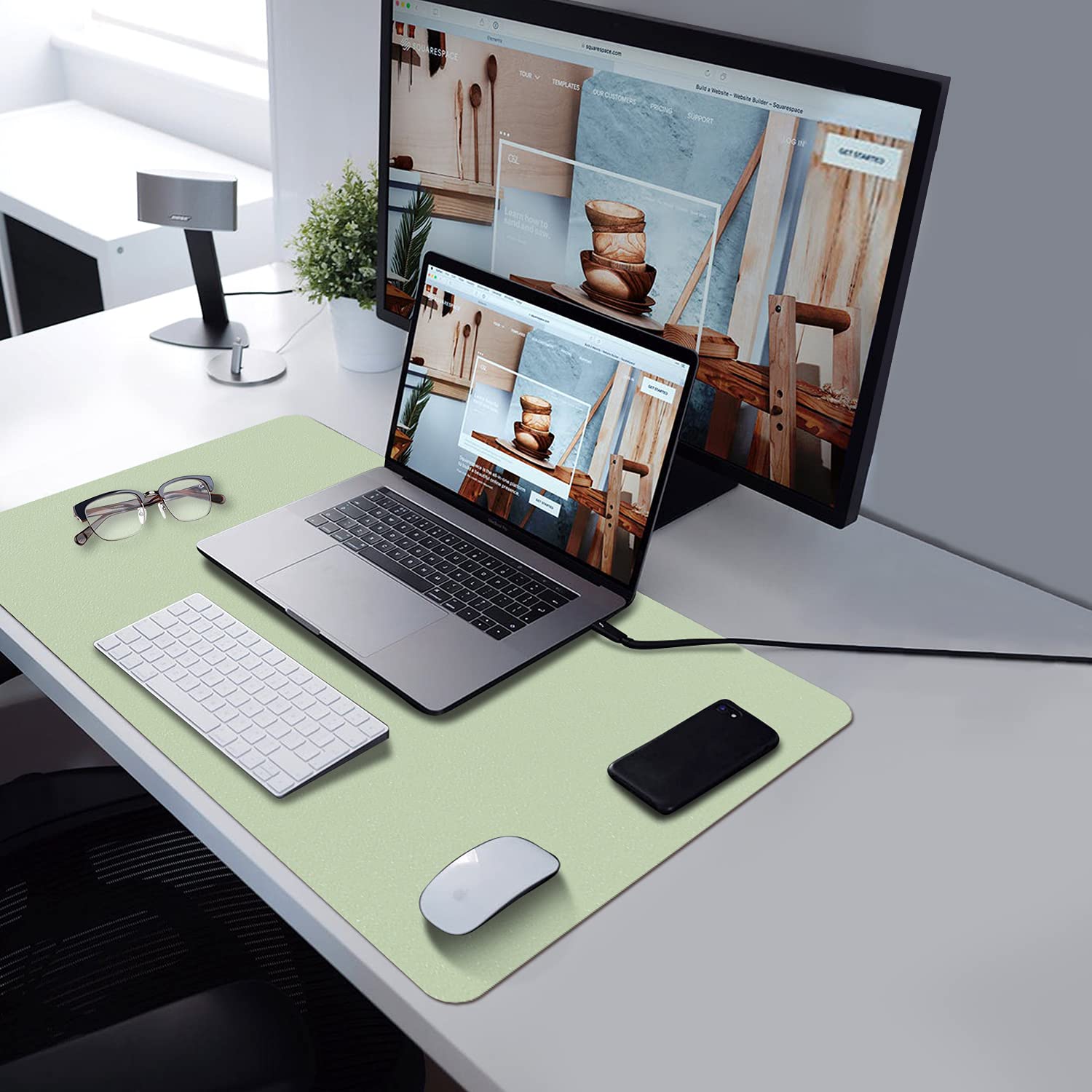 Premium TOWWI PU Leather Desk Pad with Suede Base - 24
