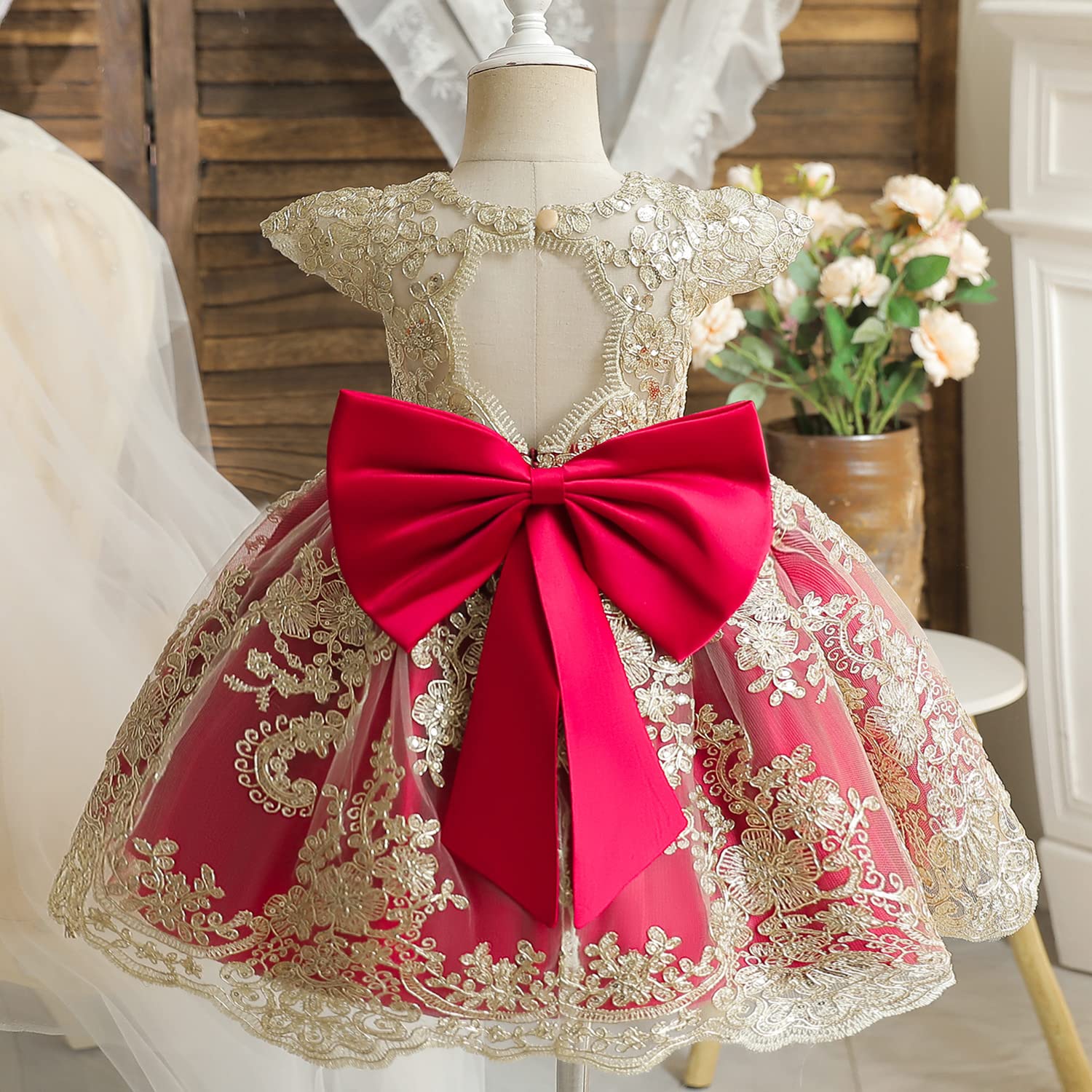 Nileafes Toddler Embroidered Lace Princess Dress for Girls - Elegant Wedding, Bridesmaid, Pageant & Party Gown - Perfect for Special Occasions, Birthday Celebrations and Photo Shoots