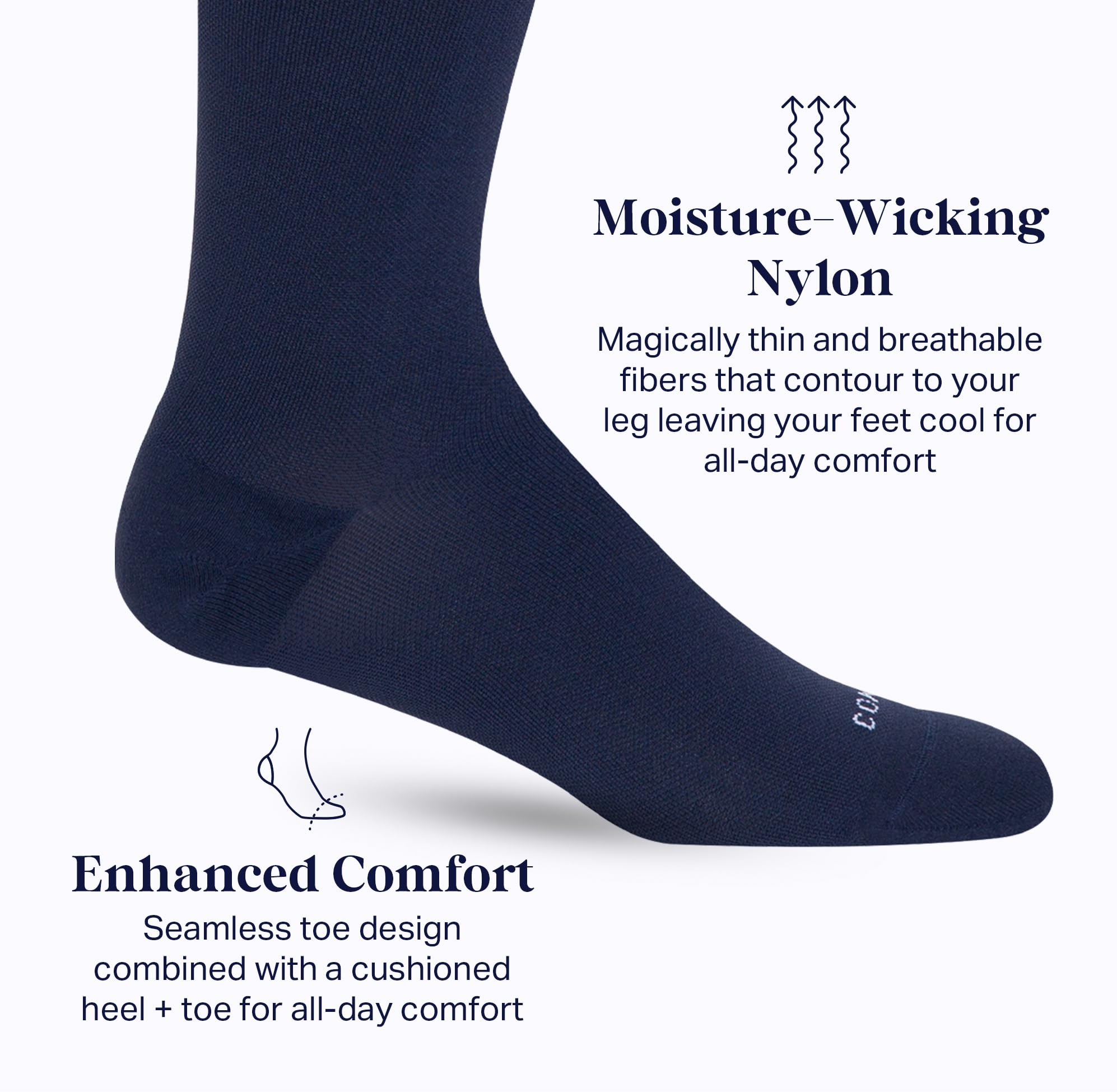 Comrad Nylon Knee High Compression Socks 15-20mmHg - Soft, Breathable Graduated Support Socks for Men & Women - Ideal for Running, Travel & Circulation Support