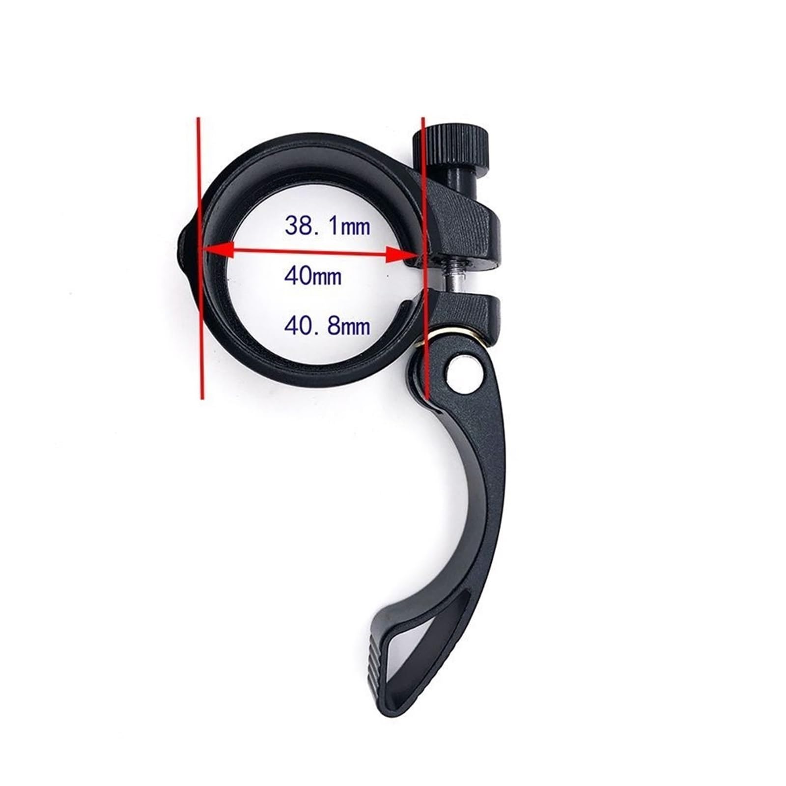 Quick Release Bike Seat Clamp 38.1mm/40mm/40.8mm - Adjustable Aluminum Alloy Seat Post Clamp for Cycling - Secure & Easy Height Adjustment (40.8mm Black) - Perfect for Mountain Bikes, Road Bikes & Commuter Bicycles