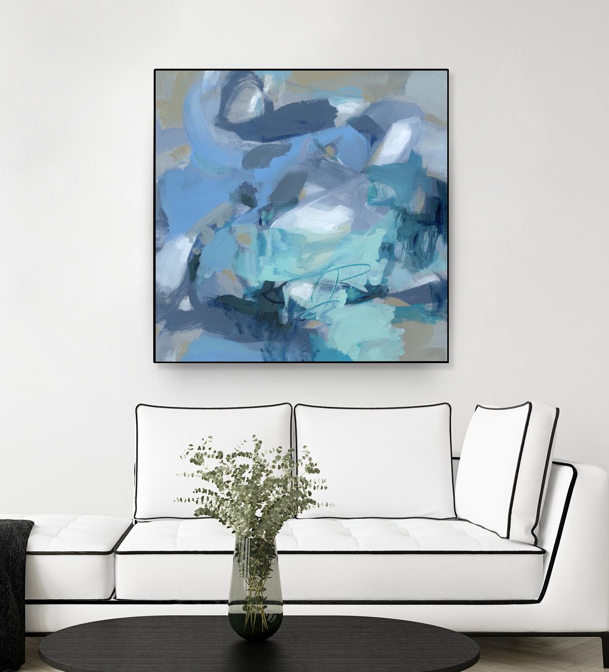 Abstract Blues I - Modern Blue Abstract Wall Art Canvas Painting for Home & Office Decor | Perfect for Living Room, Bedroom, Office & Gift Giving