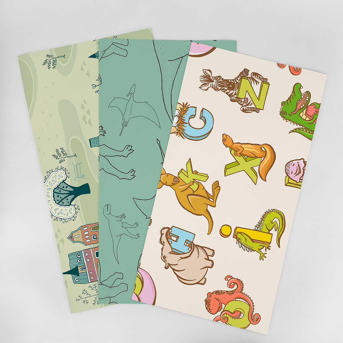 Kids Wallpaper Sample - Green & Similar Tones 001 | Nursery, Bedroom & Playroom Decor