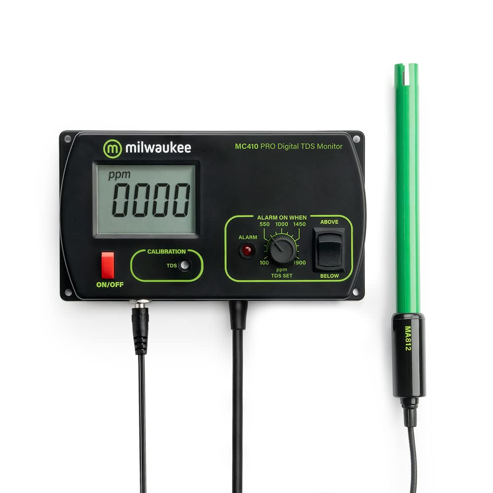 Milwaukee MC410 Conductivity EC Monitor with Mounting Kit - 0 to 1990 ppm, +/-2% Accuracy - Ideal for Hydroponics, Aquariums & Water Quality Testing