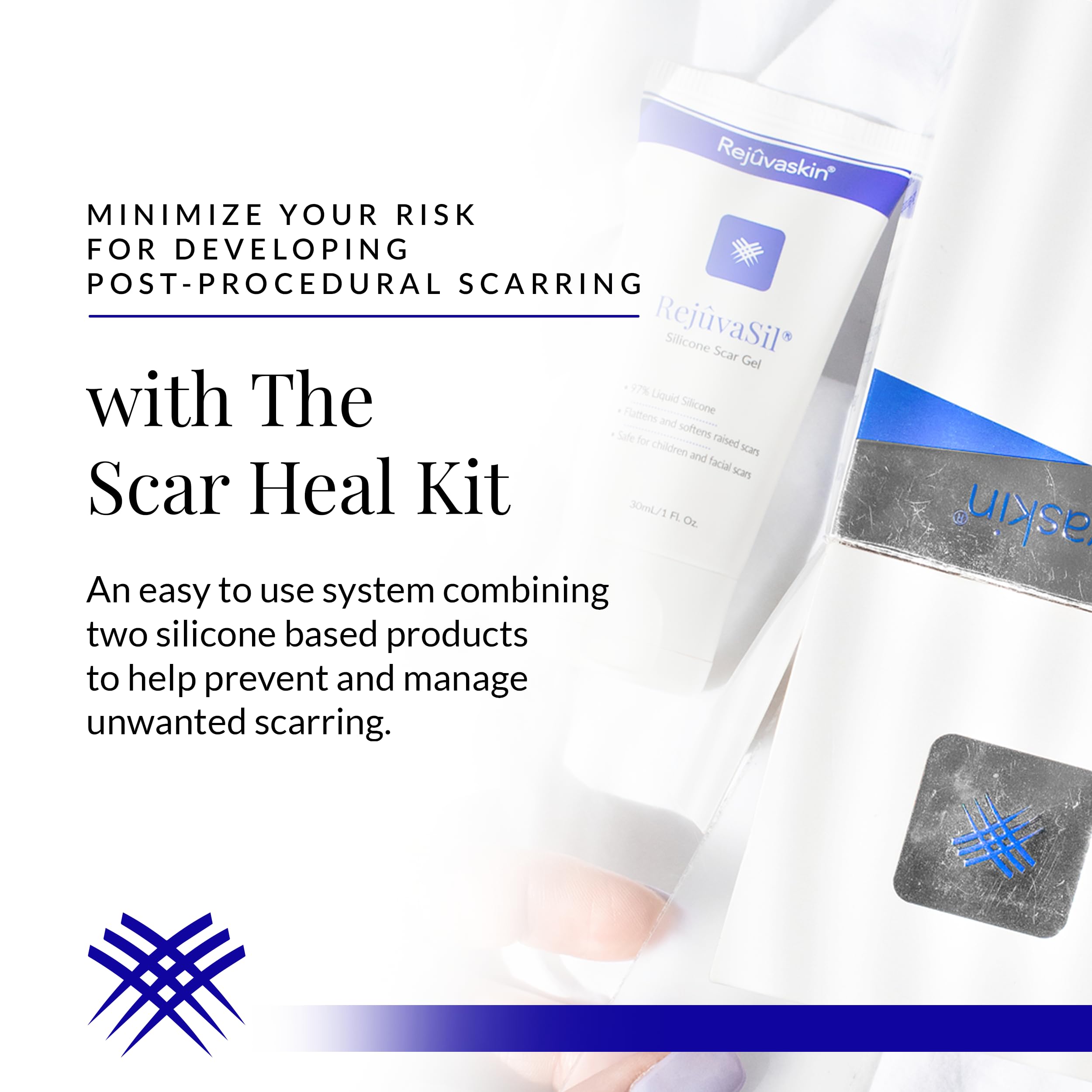 Rejuvaskin Scar Heal Kit for Abdominal Scars - Soften, Flatten & Reduce Scars with Silicone Sheeting, RejuvaSil Gel & Medical Tape (1