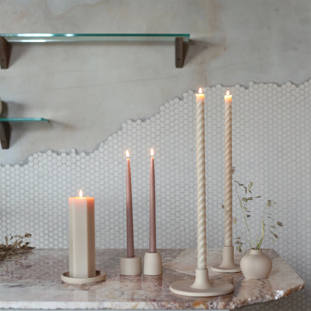 Handmade Sand Ceramic Candle Holders - Rustic Home Decor for Table Centerpieces, Wedding Decorations & Relaxing Spa Nights