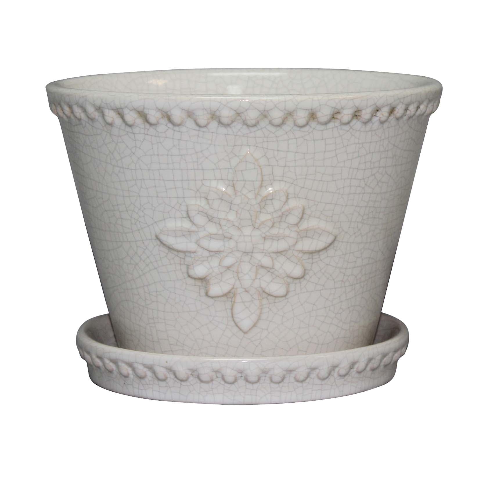 Southern Patio 8 Inch Ceramic Lorna Planter Set of 2 - Pearl White Flower Pots for Indoor Plants, Outdoor Garden Decor, Patio & Home Décor
