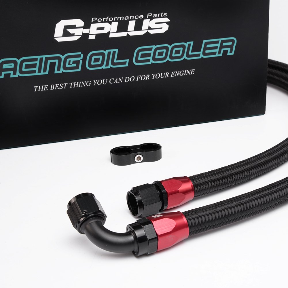 G-PLUS 16 Row AN10 Thermostat Adaptor Universal Aluminum Engine & Transmission Oil Cooler Kit - High Performance Cooling for Cars & Trucks | Ideal for Racing, Towing & Off-Road Use