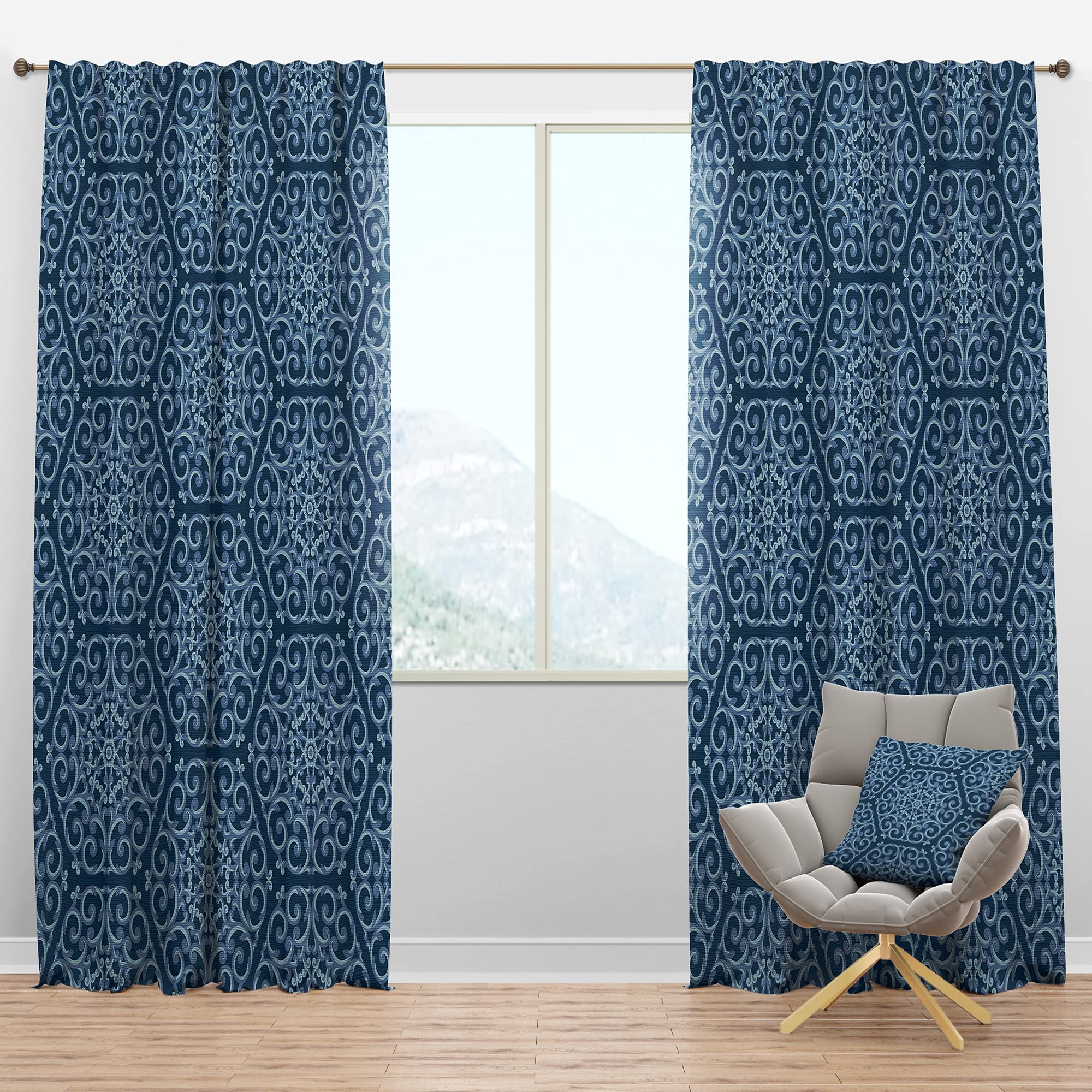 DesignQ Blackout Curtains Vintage Pattern - Thermal Insulated Room Darkening Drapes for Bedroom & Living Room (52x95, Single Panel) - Perfect for Home Theater, Nursery & Light Sleepers