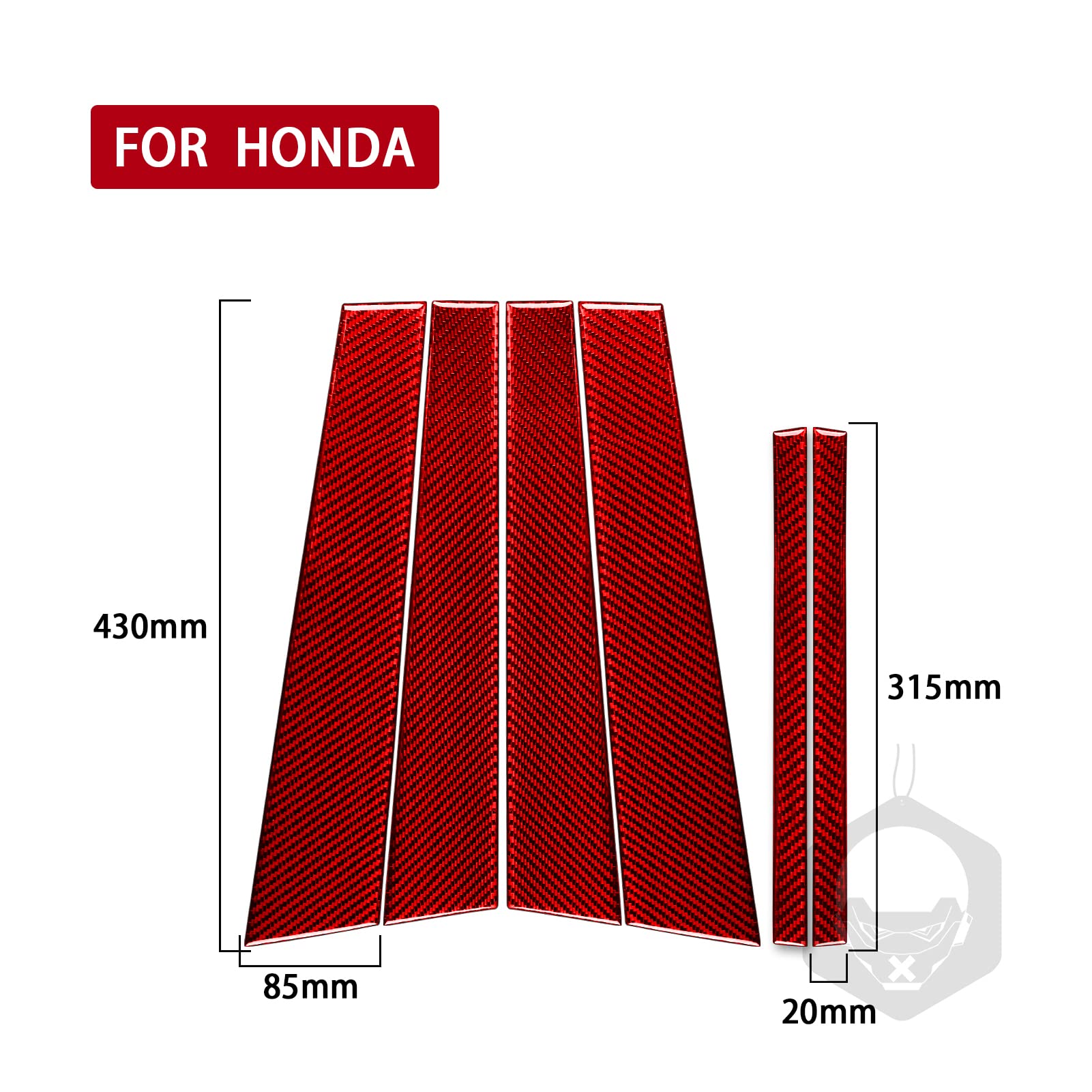 2014-2017 Honda Accord B-Pillar Cover - Real Carbon Fiber Sticker | Car Window Pillar Post Trim Panel | Exterior Auto Accessories (Red) | Enhances Style & Protects from Scratches for Daily Driving & Car Shows