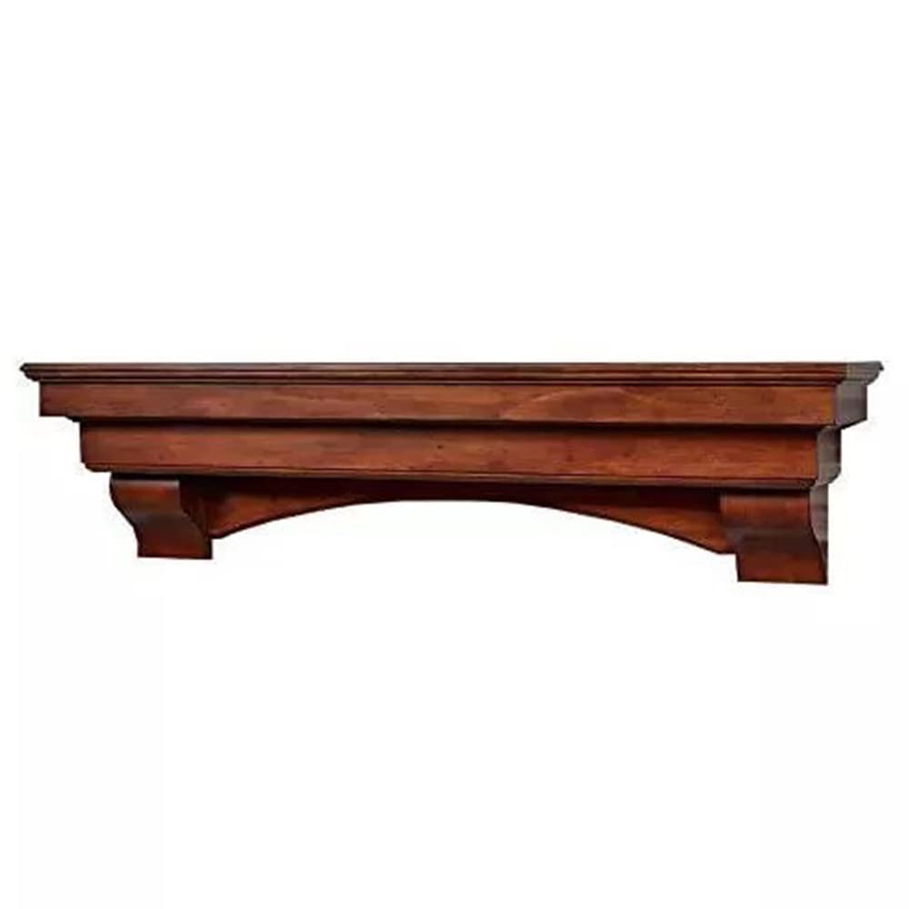 Salem Wood Mantel Shelf with Corbels - 48 Inch Aged Cherry Rustic Fireplace Mantel for Electric Fireplaces, Living Room Decor & Farmhouse Style Homes | Durable Wooden Shelf for Wall Mounting & Home Improvement