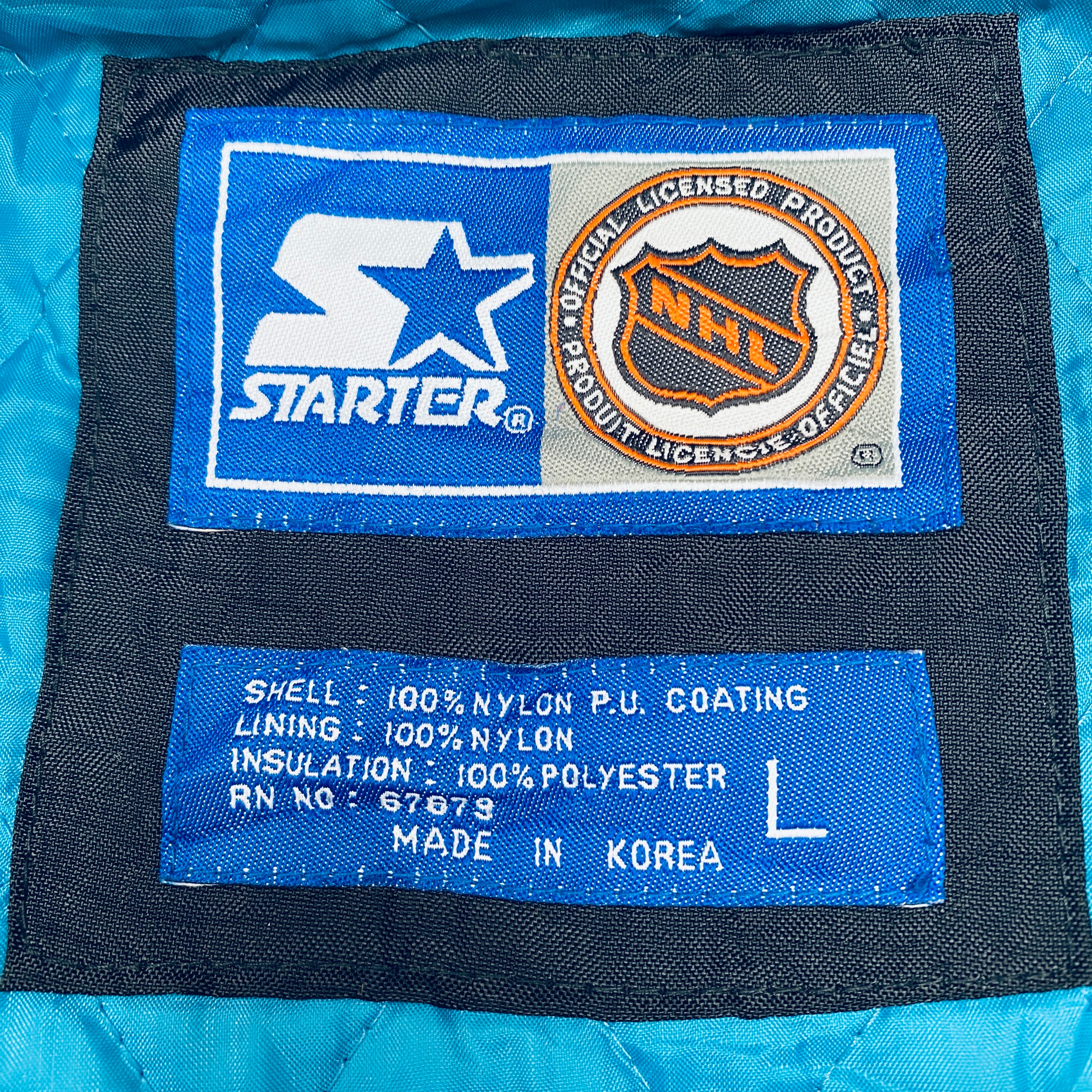 San Jose Sharks 1990s Vintage 1/4 Zip Breakaway Jacket - NHL Hockey Starter Pullover (Large/XL) - Perfect for Game Day, Fan Gear & Retro Sports Fashion