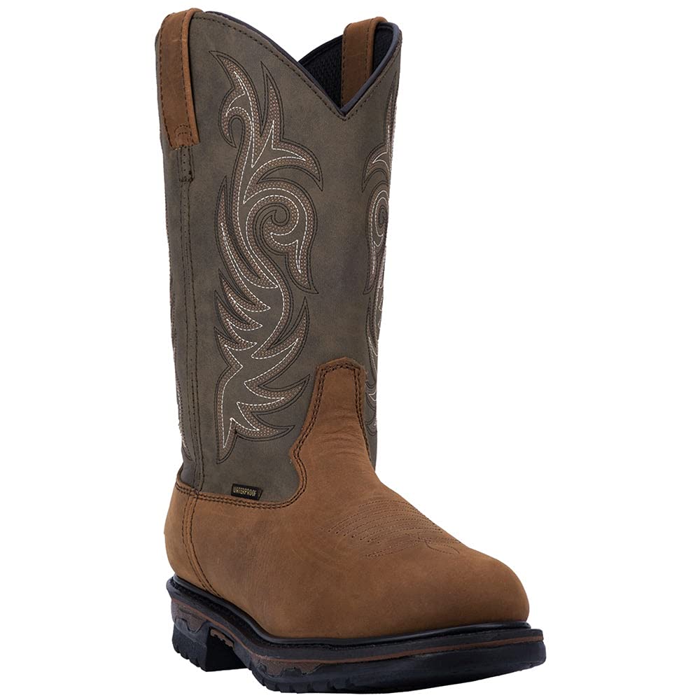 Laredo Men's 11 Inch Waterproof Soft Toe Work Boots - Brown Leather Duty Boots for Construction, Hiking & Outdoor Work