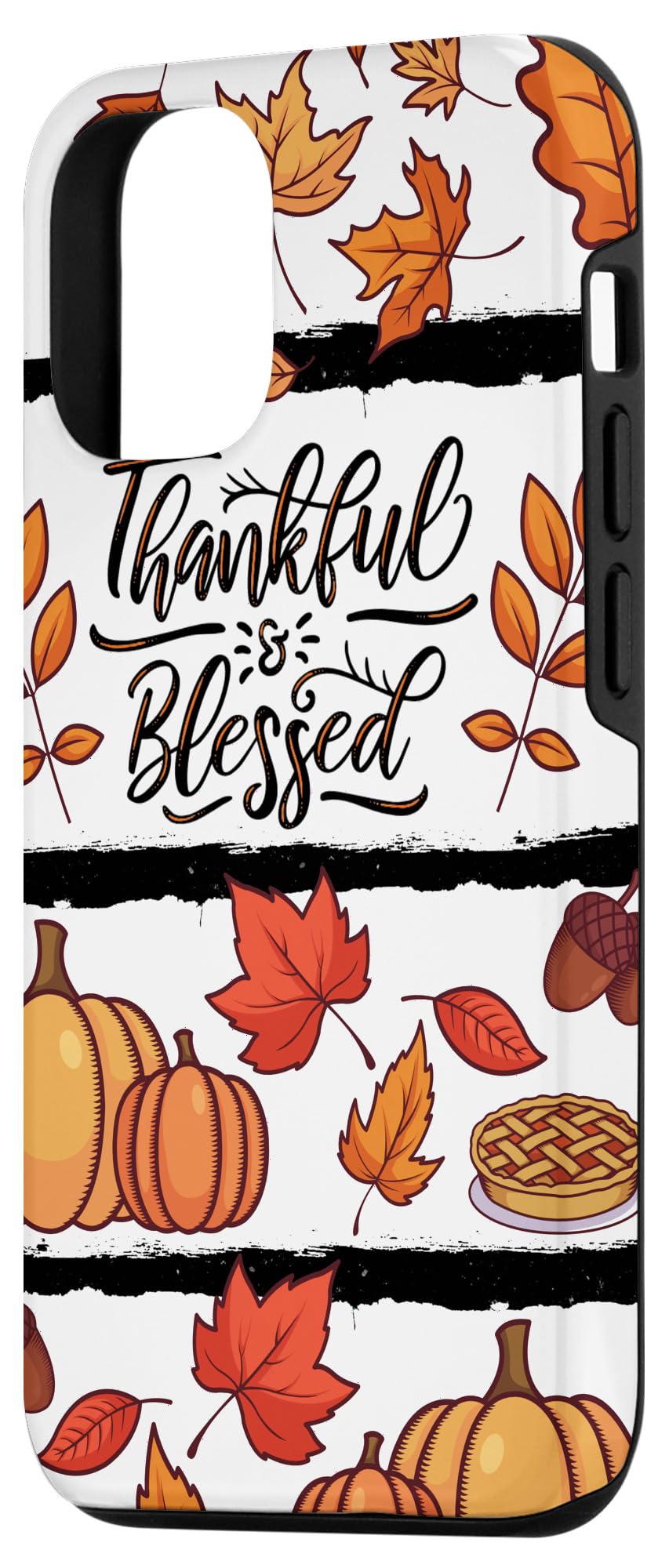 iPhone 12/12 Pro Case - Thanksgiving Thankful & Blessed Design with Autumn Leaves & Pumpkin Pattern - Perfect for Fall Season, Holiday Gifts & Everyday Protection