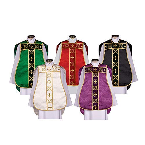Roman Chasuble with Stole & Cincture - Purple Clergy Vestment for Catholic Mass, Church Services & Religious Ceremonies
