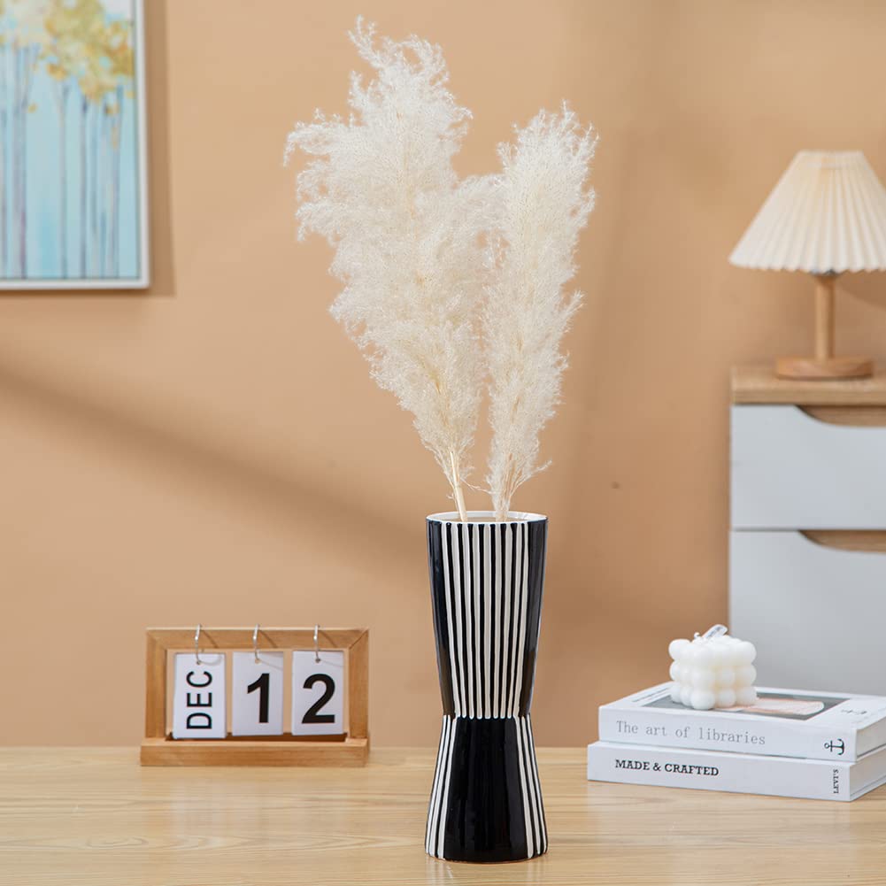 Modern Black and White Ceramic Vase - Elegant Porcelain Home Decor for Living Room, Bedroom & Office Centerpiece