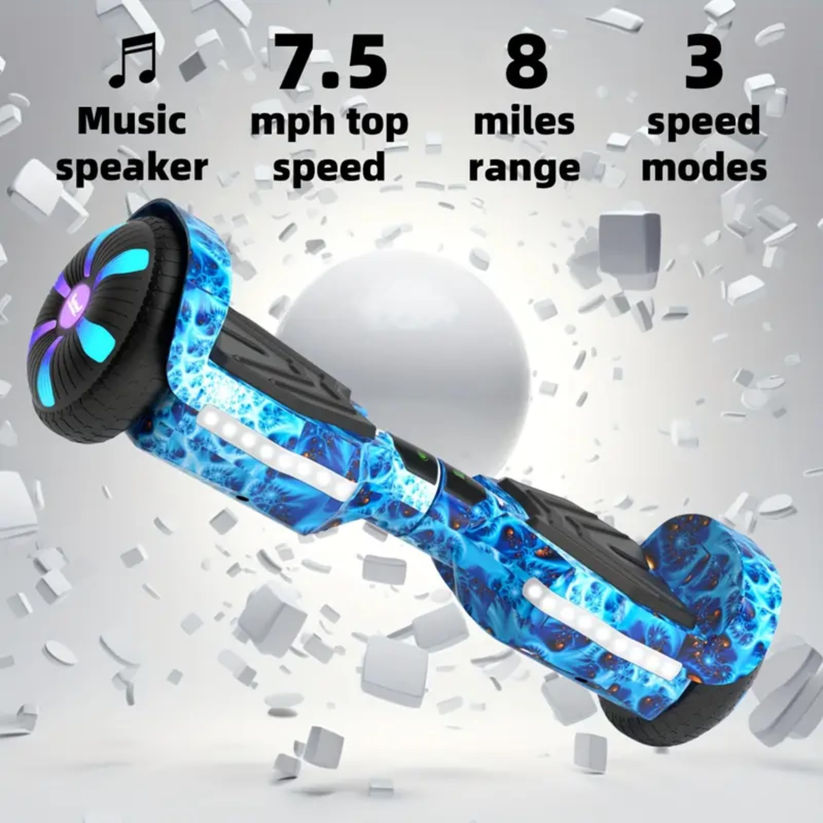 Self Balancing Scooter with Bluetooth & Colorful LED Lights - Electric Hoverboard for Kids, Teens & Adults - Perfect Gift for All Ages - Ride to School, Park & Outdoor Adventures