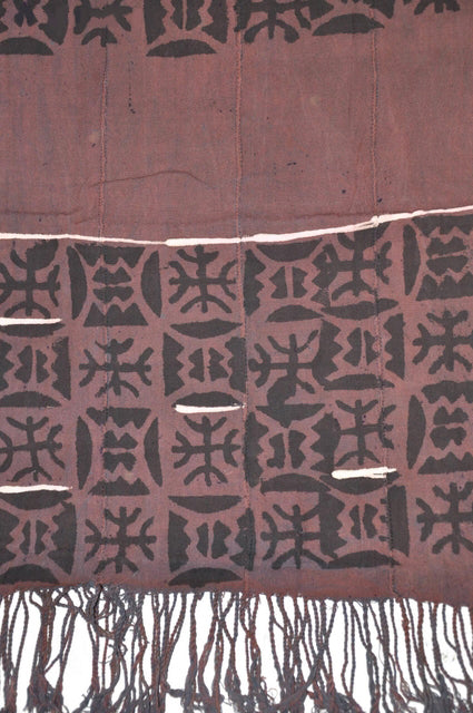 Authentic African Mud Cloth (Bògòlanfini) Shawl Scarf - Handmade Brown, Black & Beige Cotton Wrap - Perfect for Boho Fashion, Home Decor & Cultural Events