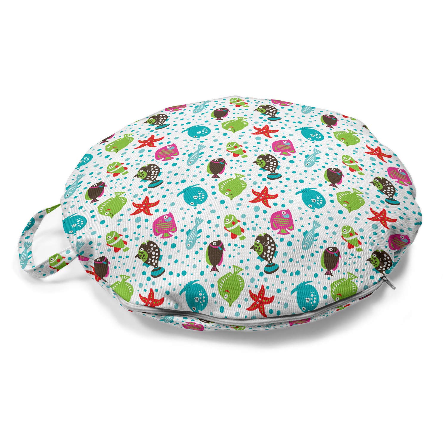 Ambesonne Underwater Round Floor Cushion with Handle - 18