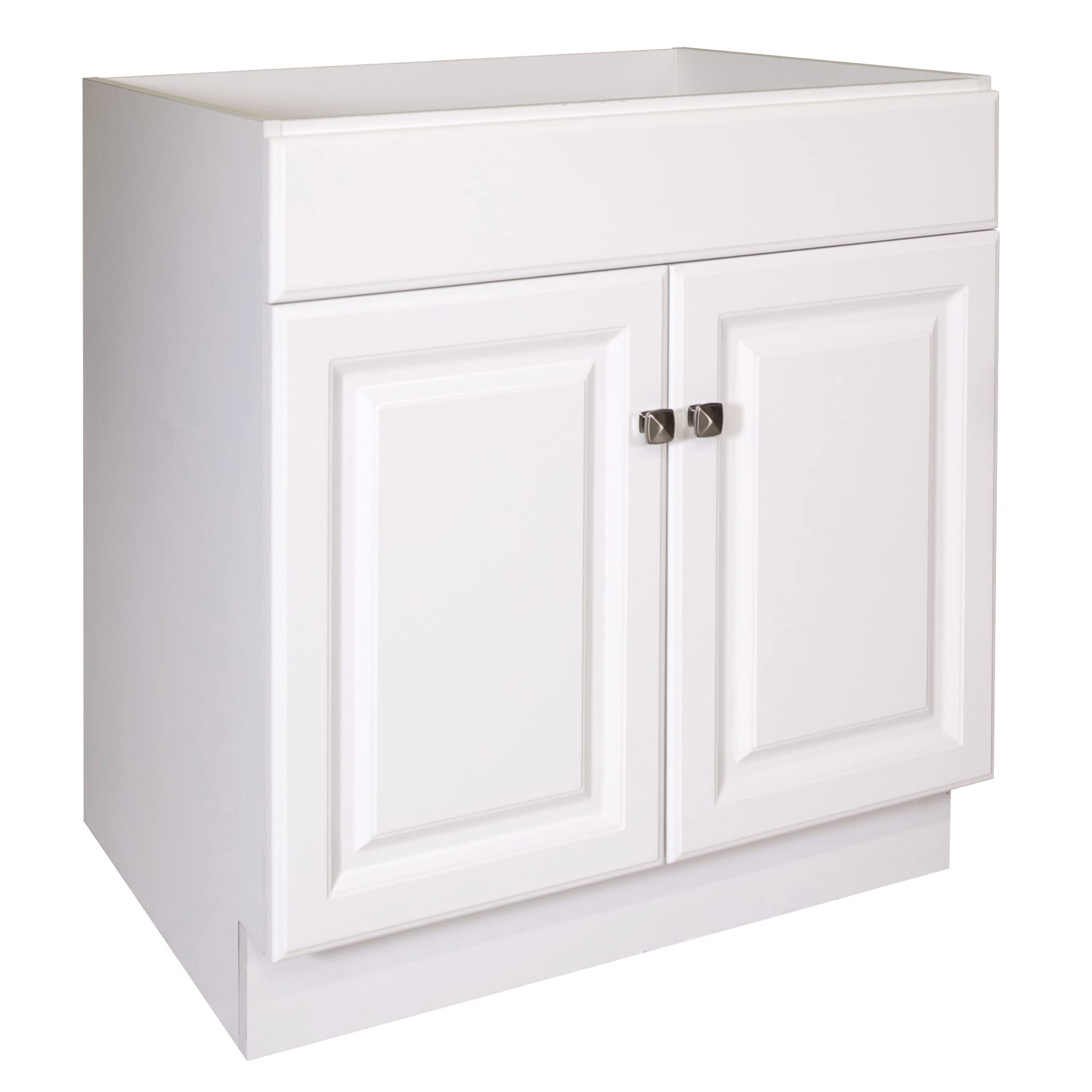 Wyndham 30-inch Unassembled Bathroom Vanity Cabinet Without Top - White Finish, 2 Door Design for Modern Bathroom Remodeling | Perfect for Small Bathrooms & Powder Rooms