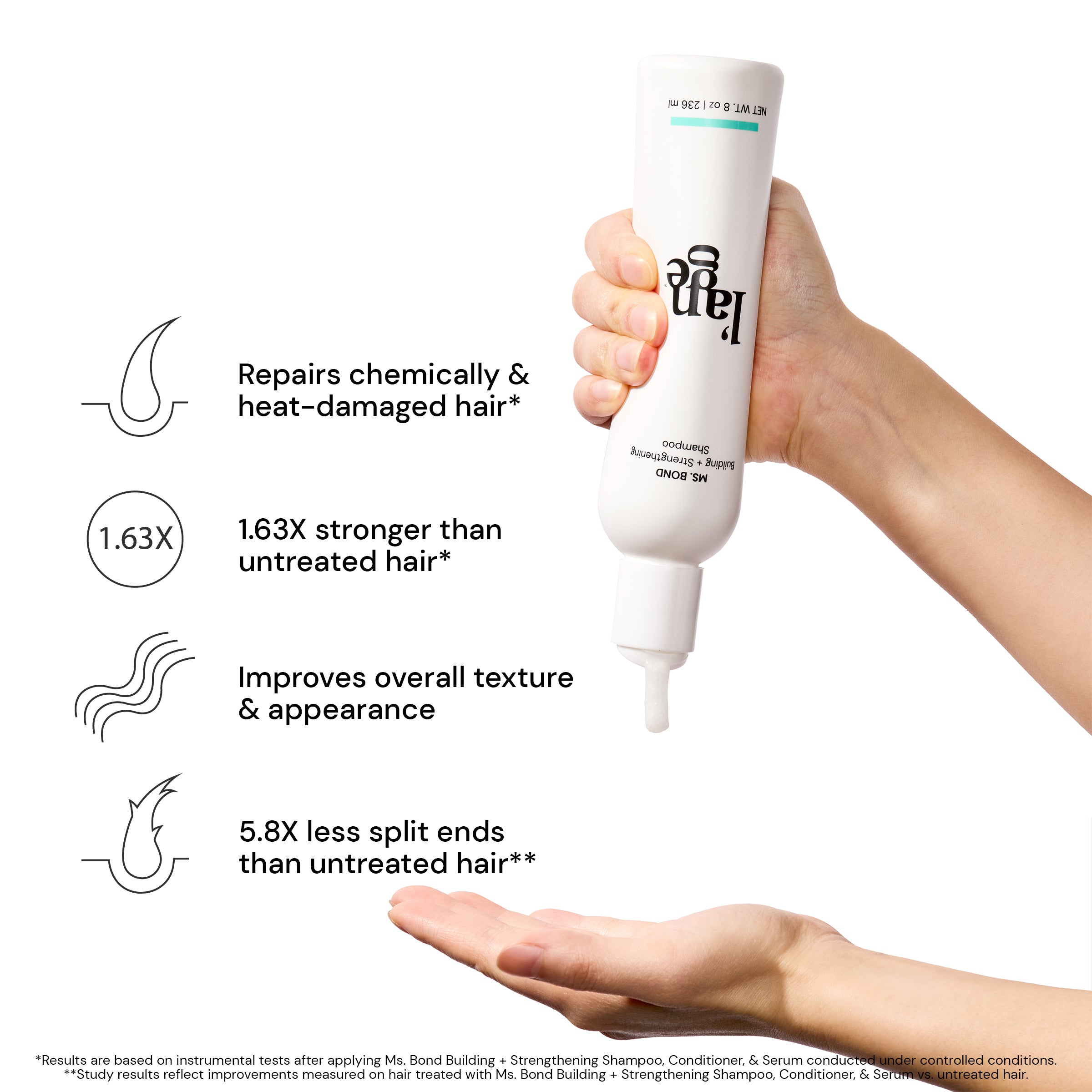 Ms. Bond Building & Strengthening Shampoo for Damaged Hair - Repair & Nourish Hair with Keratin & Protein - Perfect for Color-Treated, Bleached or Chemically Damaged Hair - Salon Quality Hair Care at Home