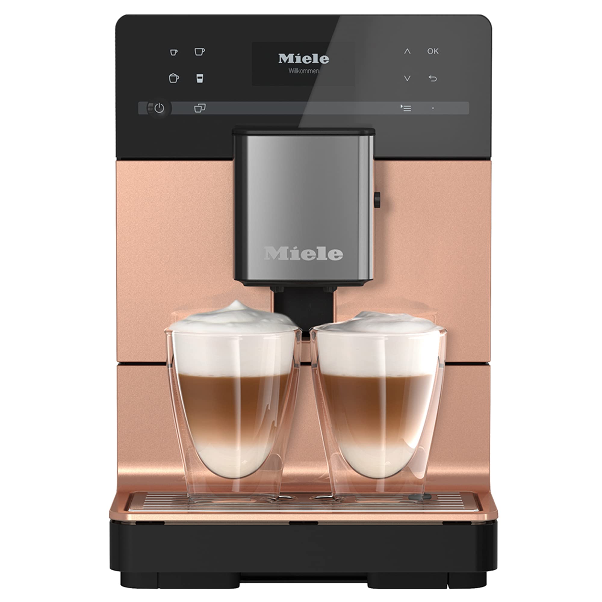 Miele CM 5510 Silence Automatic Coffee Machine - Rose Gold Pearl Finish with 33.8 oz Glass Milk Container | Premium Espresso & Cappuccino Maker for Home & Office | Perfect for Morning Brews & Entertaining Guests