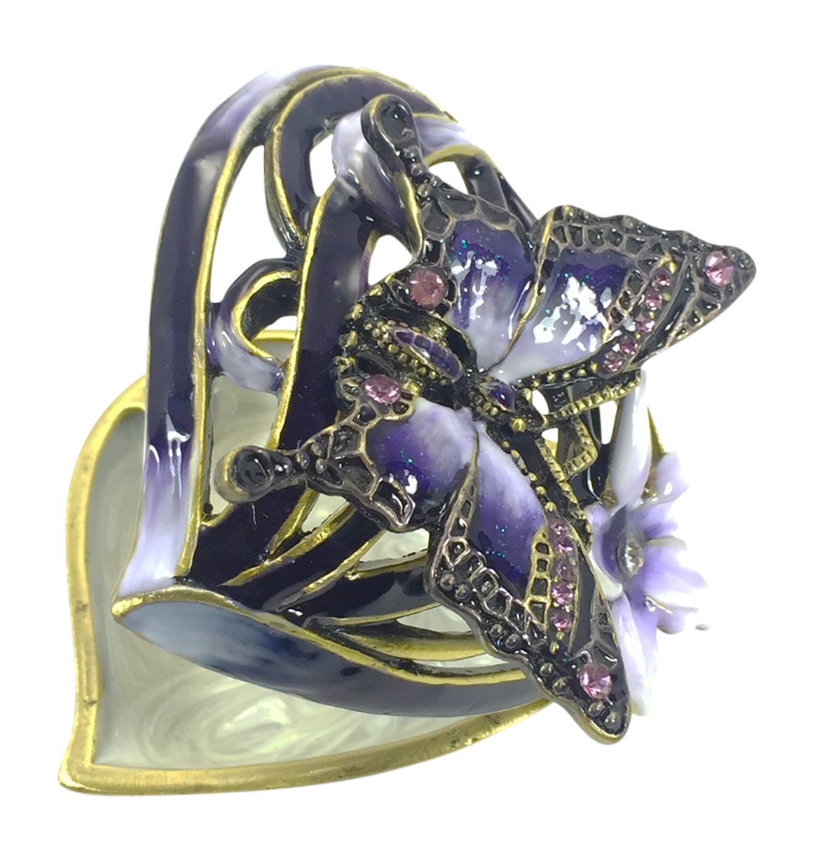 Heart-Shaped Jewelry Box with Butterfly Design - 1.5 Inch Small Gift Box for Rings, Necklaces & Keepsakes - Perfect for Valentine's Day, Anniversaries & Romantic Gifts