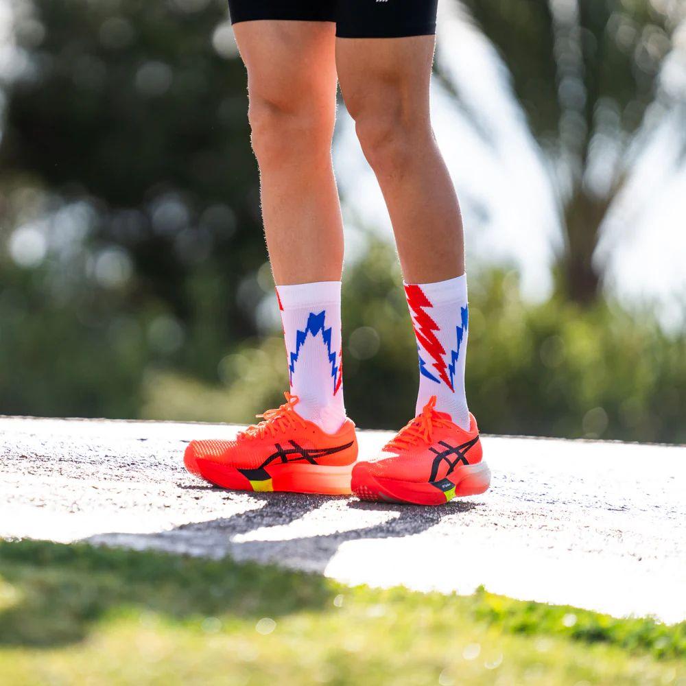 SPORCKS Thunder Running Socks for Men & Women - Breathable Cushioned Athletic Socks for Running, Hiking & Workouts - Moisture Wicking Performance Socks