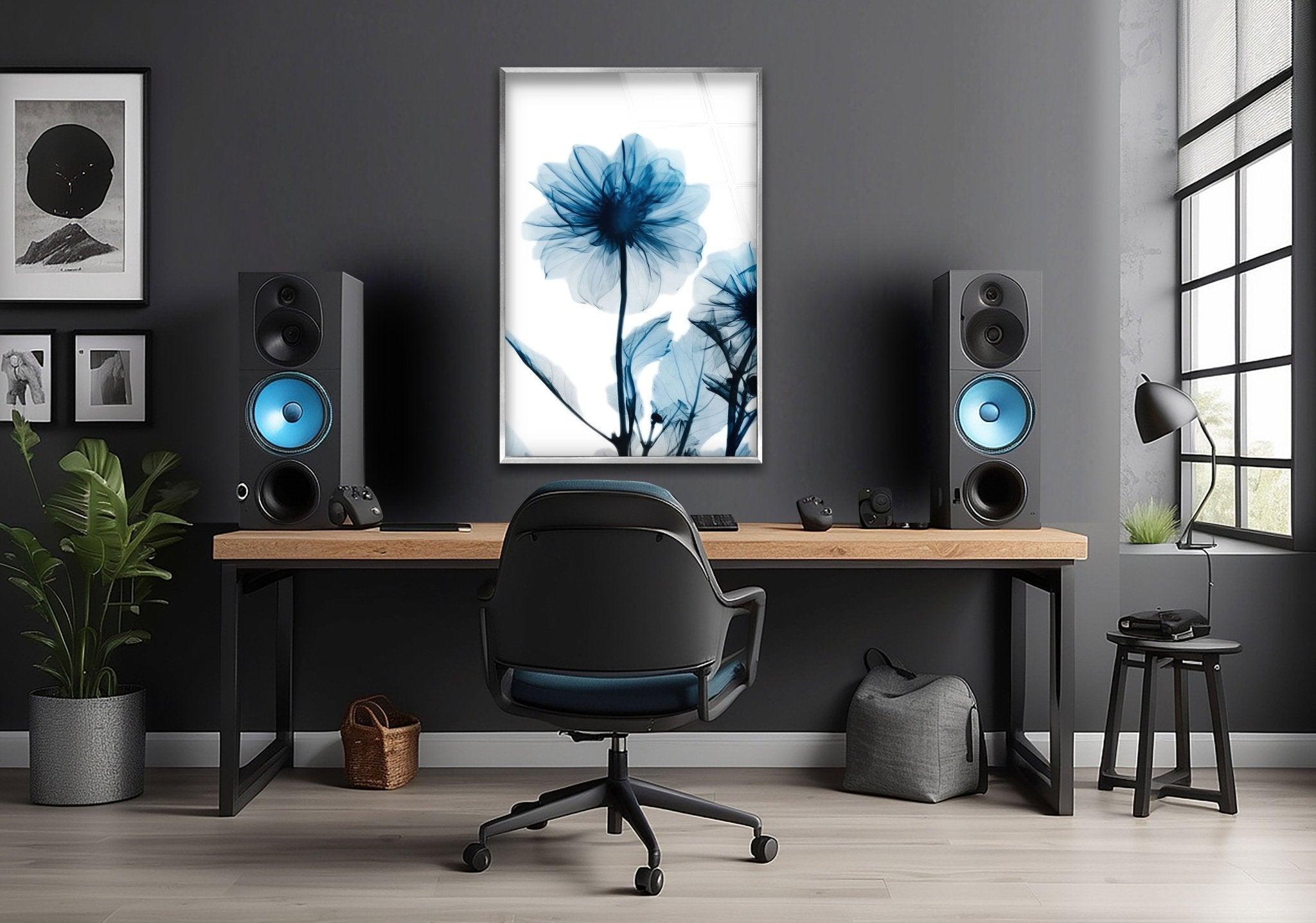 Albert Koetsier Sapphire Gleam II Glass Wall Art - Handcrafted Modern Blue Glass Decor for Living Room, Bedroom & Office - Elegant Home & Office Decoration