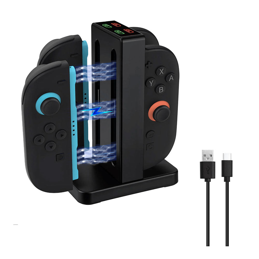 DOBE Charging Dock for Nintendo Switch & Switch OLED - Fast Charging Station for 2 Joy-Con Controllers (Black, TNS-3192B) | Perfect for Gaming Sessions & Travel Accessories