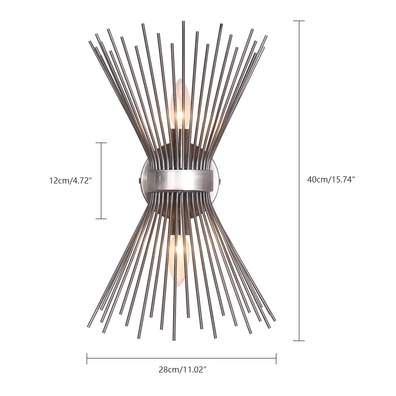 EDISLIVE 2-Bulb Vanity Light - Mid-Century Modern Starburst Wall Sconce Lamp - Sunburst Bathroom Lighting for Powder Room, Bedroom & Bathroom - Perfect for Vanity Mirrors and Makeup Areas