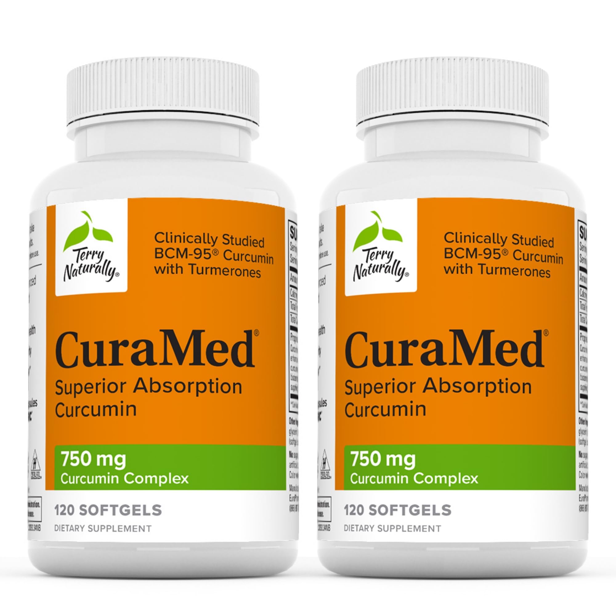 Terry Naturally CuraMed 750mg - High-Potency Curcumin Complex Supplement for Brain, Heart, Kidney, Liver & Immune Health - 120 Softgels (Pack of 2) - Supports Cognitive Function & Overall Wellness for Active Lifestyles