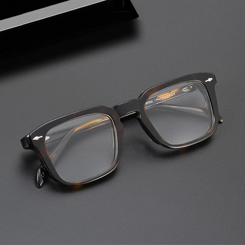 Stylish Unisex Black Acetate Square Frame Eyeglasses D002 - Perfect for Work, Reading & Fashion Accessories