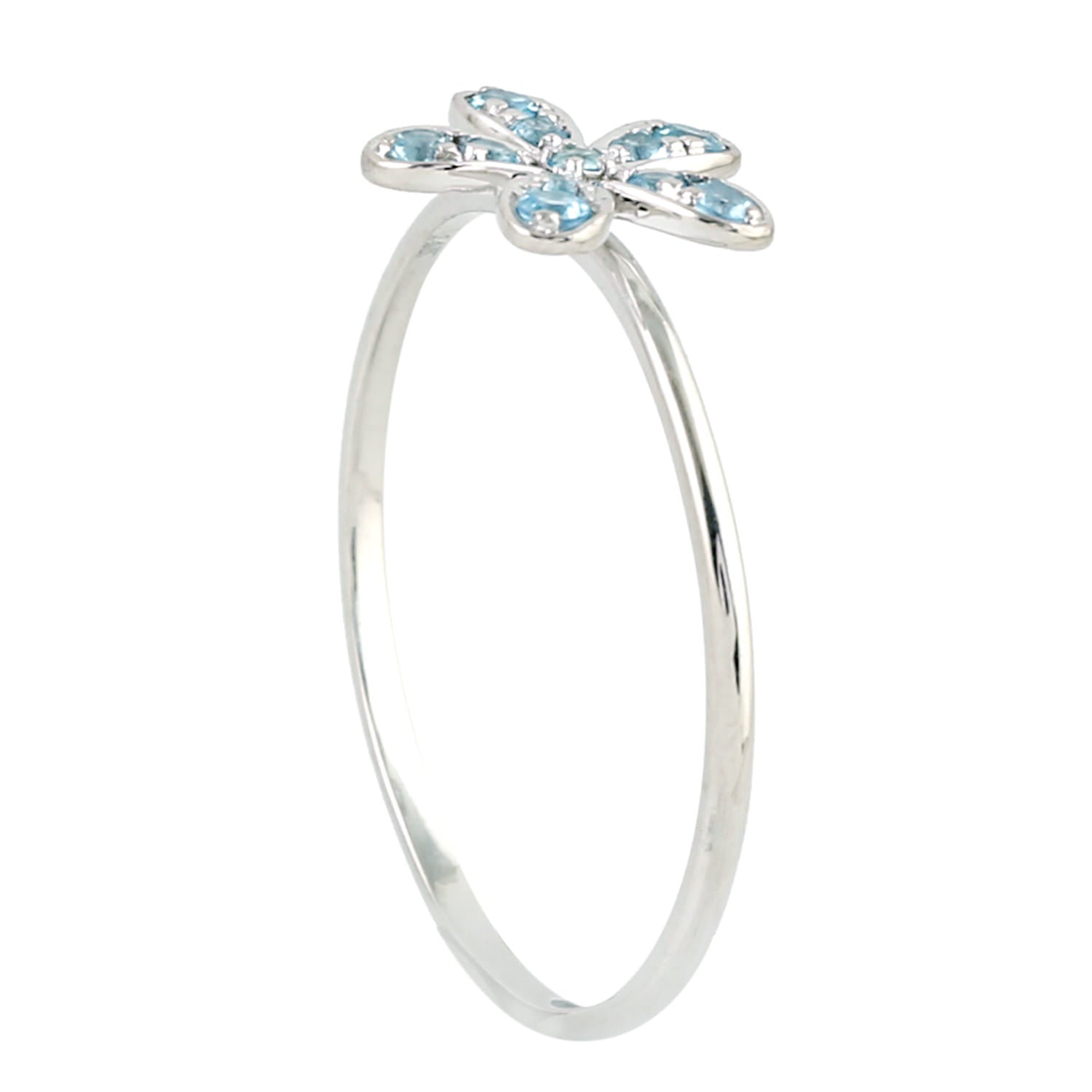 14K White Gold Blue Topaz November Birthstone Daisy Flower Ring – Perfect for Birthdays, Anniversaries & Special Occasions